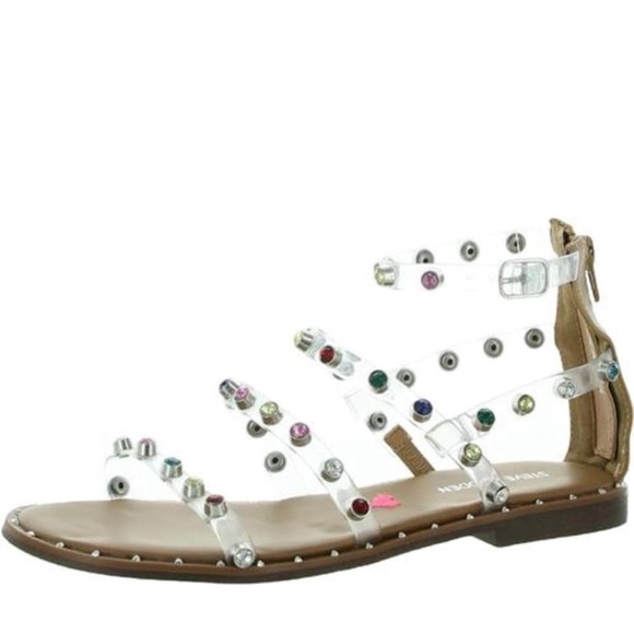 Steve Madden Girls used Flat Sandal, Clear, size 3 Little Kid - Picture 2 of 5
